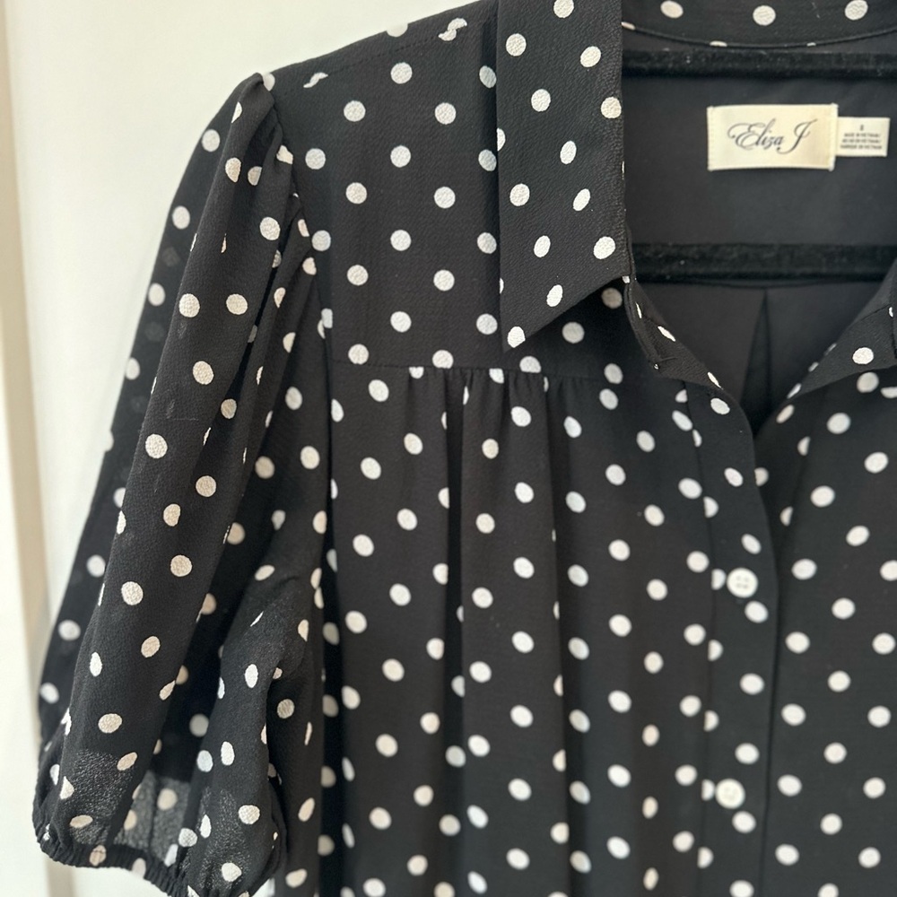 Eliza J Black and White Polka Dot Dress
